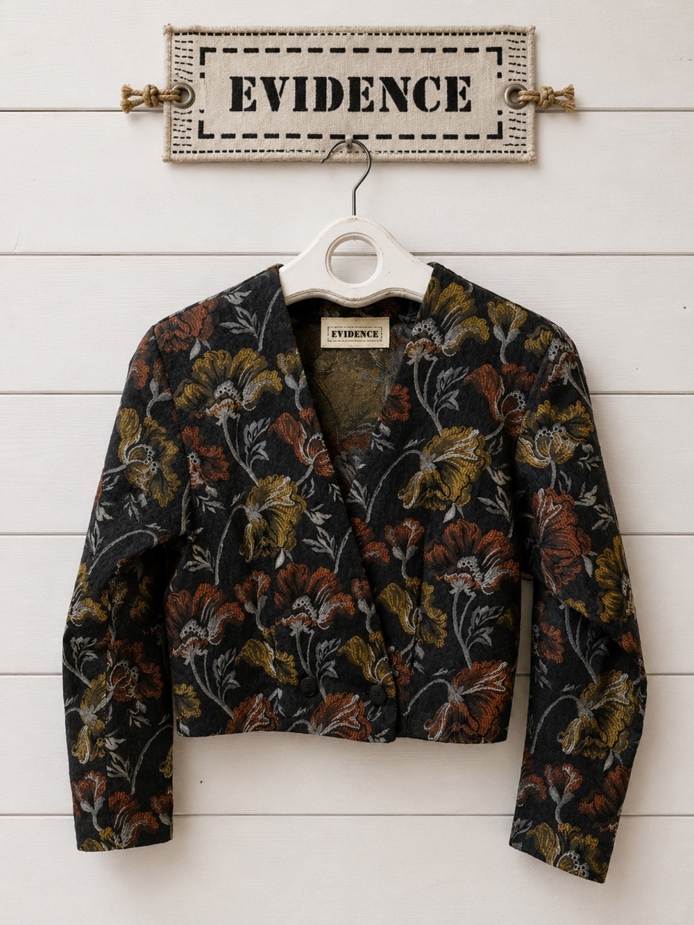 EVIDENCE Floral Cropped Jacket Black Multi Size S